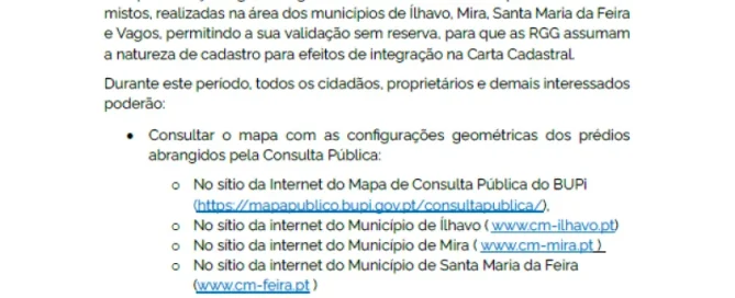 Aviso - Consulta Pública "Beira Atlântico"