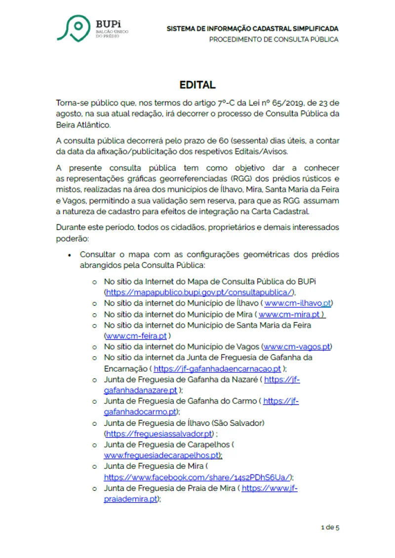 Edital - Consulta Pública "Beira Atlântico"